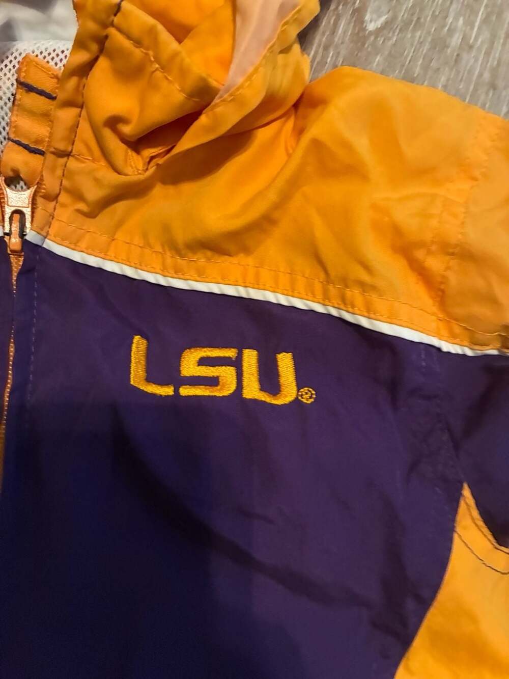 Nike LSU Tigers Full Zip Windbreaker Jacket Kids Size 4 Purple Gold